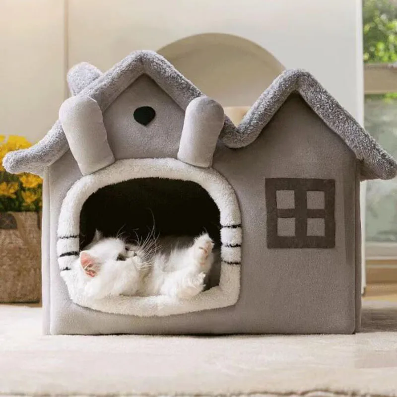 Double Roof Cat's Nest, Four Seasons Universal House, Small Dog Bed, Warm, Removable and Washable Pet Supplies