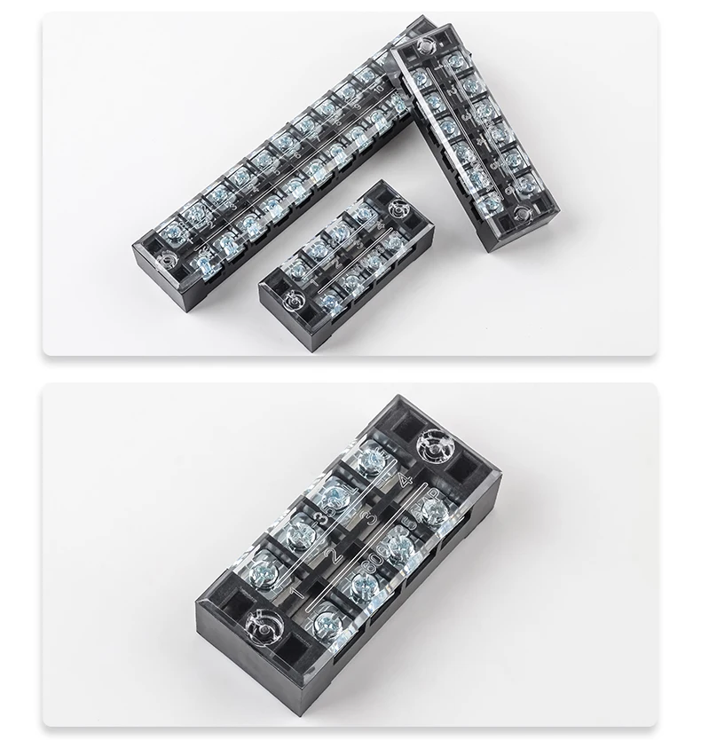 Series Dual Row Barrier Screw Terminal Block Strip Ribbon Wire Connector Distribution Boxes Junction 3/4/5/6/8/10/12 Position