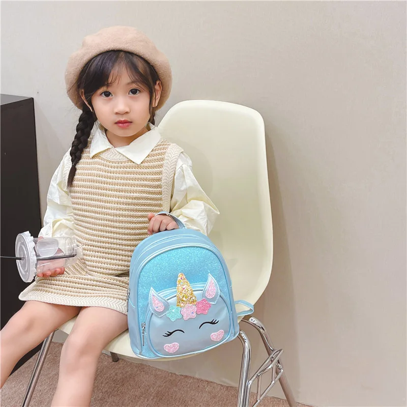 Zaino per bambini Bright Star Unicorn Toddler Cartoon zaino Cute Boys and Girls Travel Casual PU zaino impermeabile