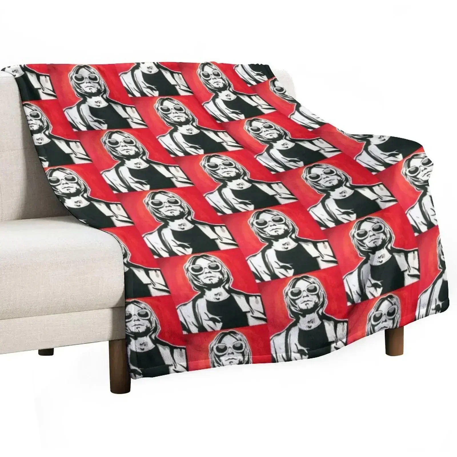 Kurt - birth of grunge Throw Blanket Camping Furry Blankets