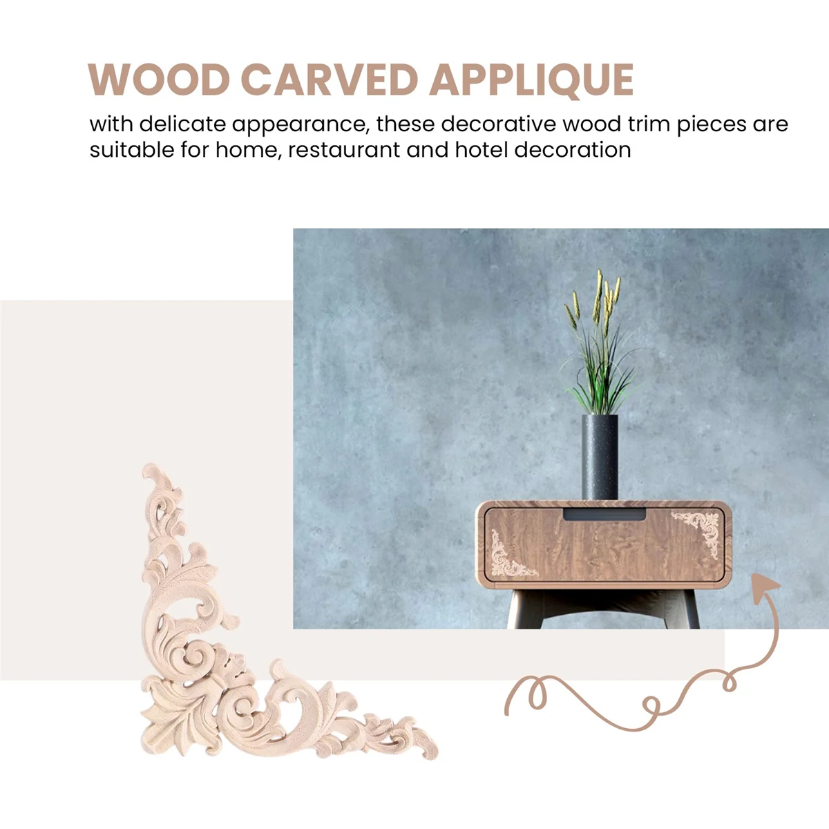 N98R الخشب يزين Onlays الخشب الزخرفية يزين DIY الخشب يزين لمرآة السرير باب خزانة خزانة الأثاث