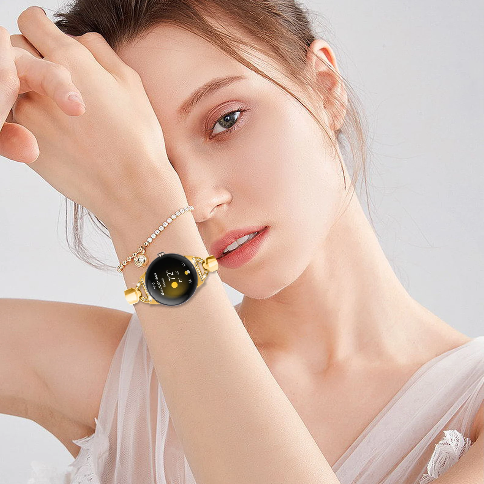 Strap for Google Pixel 1/2/3 41MM  4 41MM Watch Band Women Ladies bracelet diamond metal bands Bracelet  Accessories