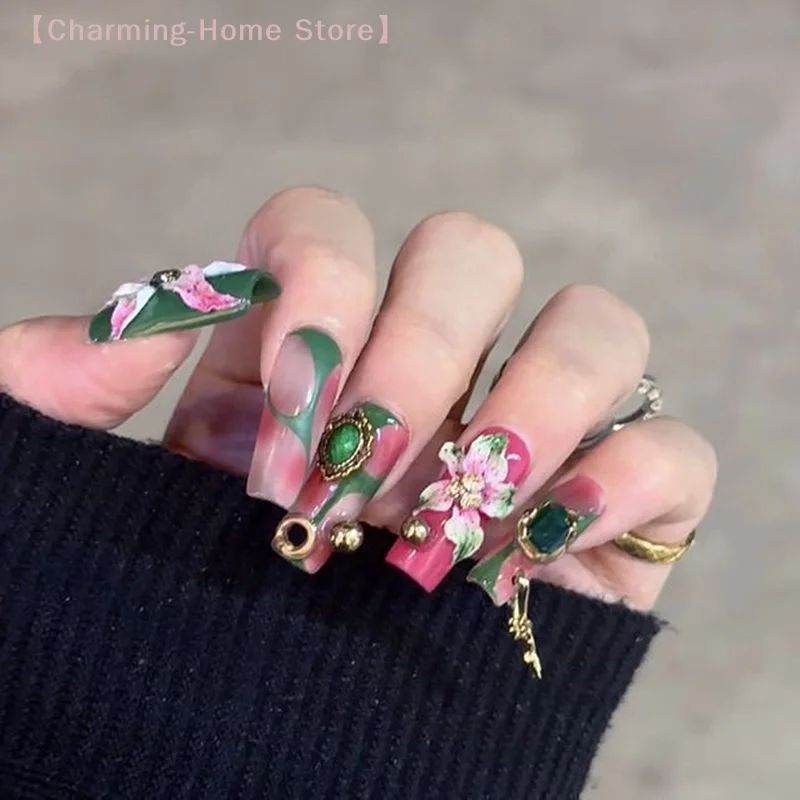 【M】Nail Art Mold 3D Carving Curved Lily Flower Transparent Nail Art Decorations DIY Silicone Template