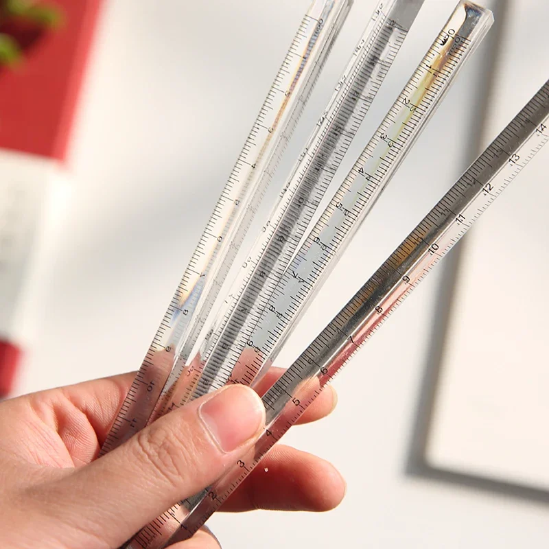 15cm/20cm Transparent Plastic Triangular Ruler Student Stationery Straight Ruler Three-dimensional Triangular Ruler Tool