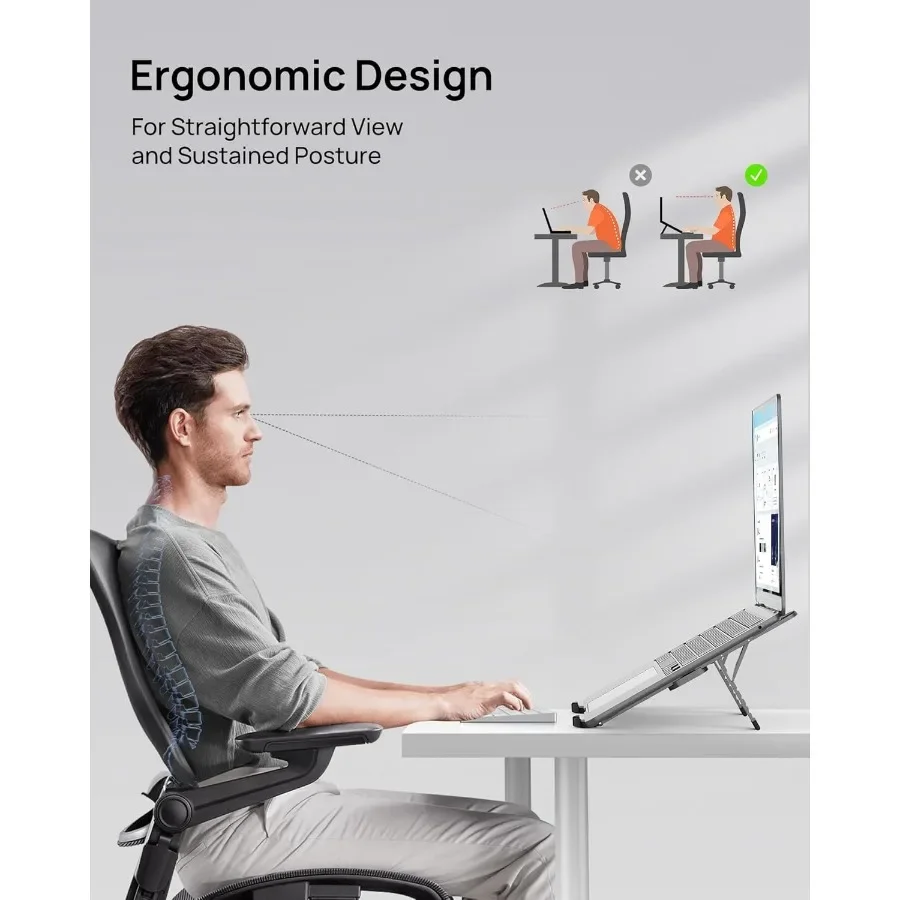 SODI [Ultra Compatto] Supporto per laptop portatile pieghevole per scrivania Supporto per tablet leggero per viaggi d'affari Biblioteca Cafe 6 livelli