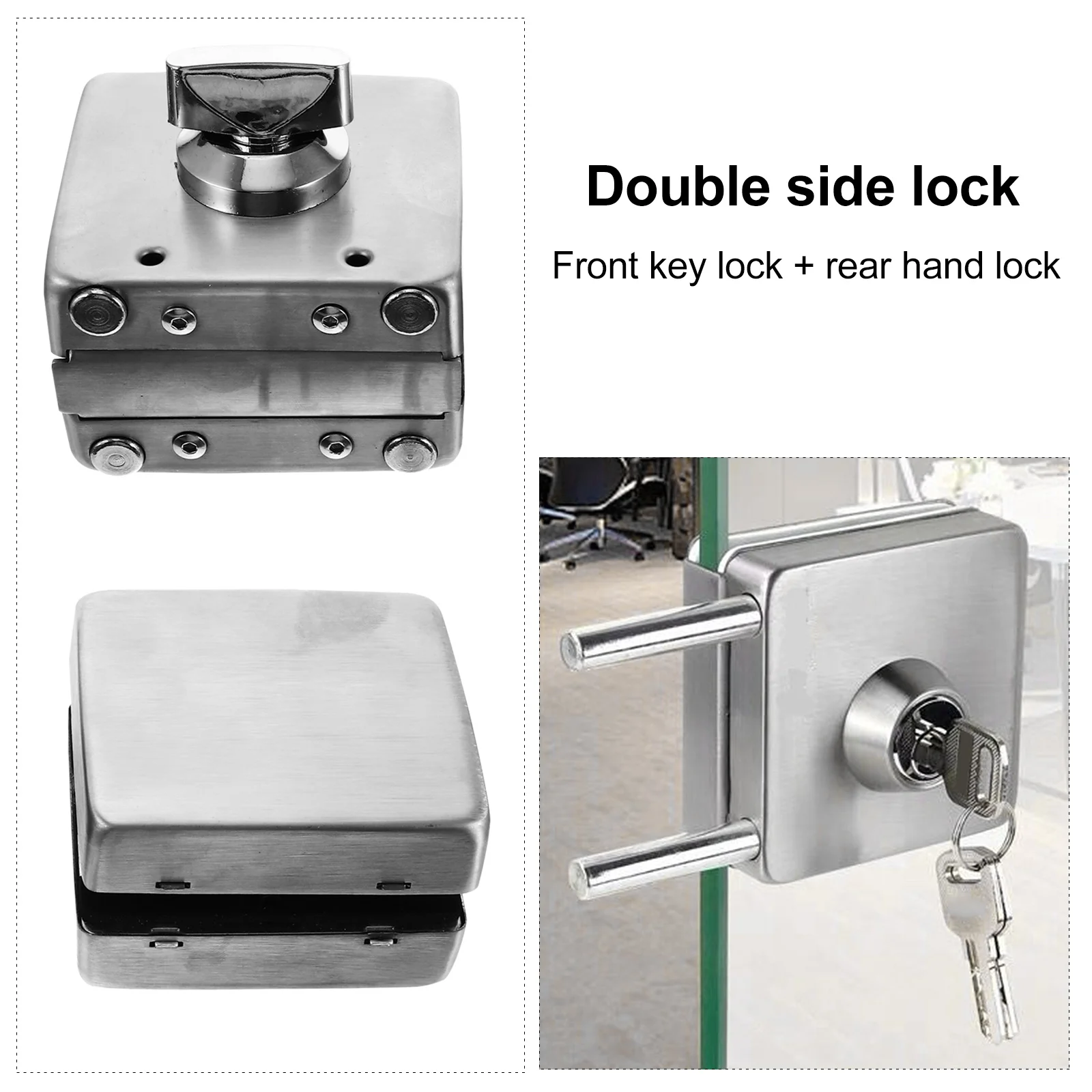 

Glass Door Lock Stainless Steel Frameless Latch For 10Mm-12Mm Glass Door Gate Hasp Hardware Locking Mechanism