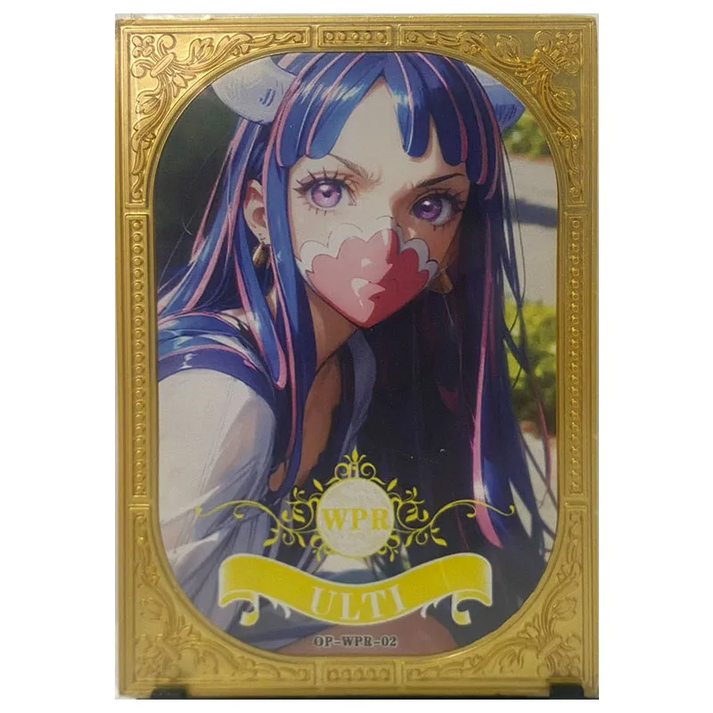 Anime ONE PIECE Rare Metal Rhinestone Cards Robin Nami Kalifa Vivi Perona Ulti Zabawki dla chłopców Karty kolekcjonerskie Prezent urodzinowy