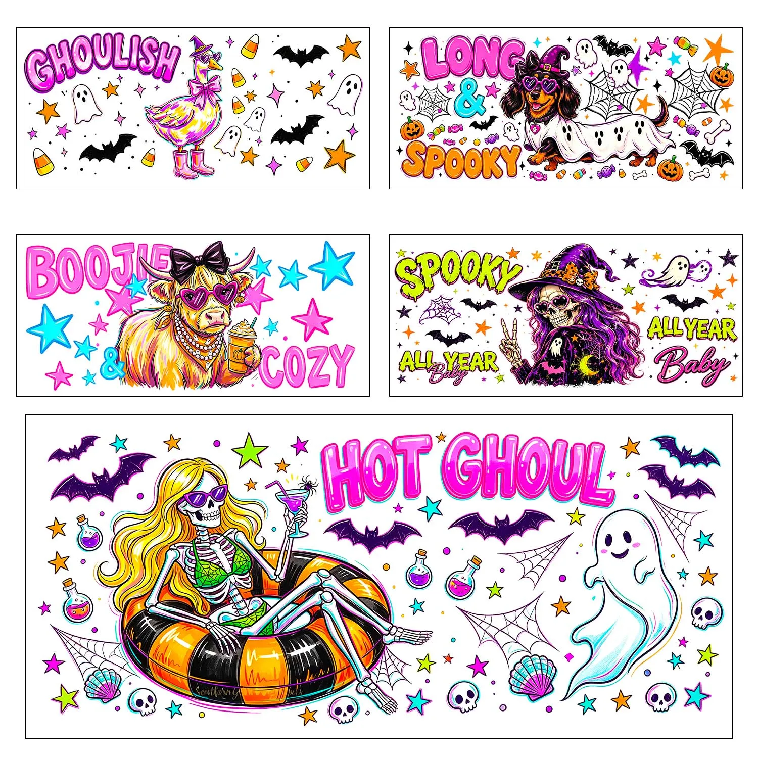 Halloween Pumpkin Ghost Cartoon UV DTF Transfer Sticker Waterproof DIY Decals 3D Transfers UVDTF Sticker 16oz UV DTF Cup Wraps