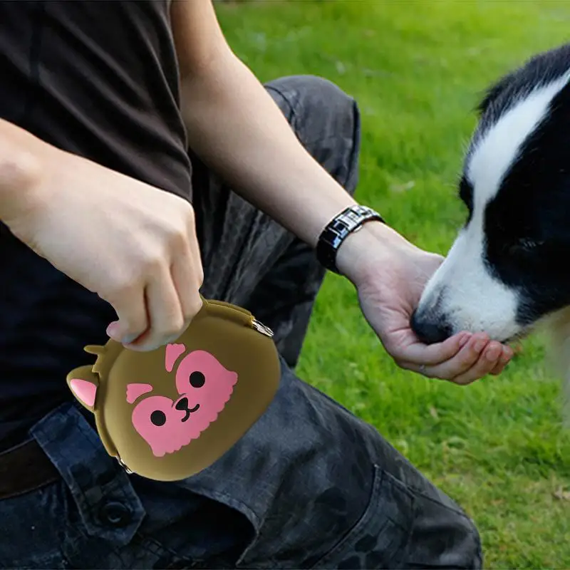 Dog Treat Bag Silicone Pet Feed Snack Reward Pocket Dog Food Dispenser Waterproof Fanny Pack For Walking Training Reward