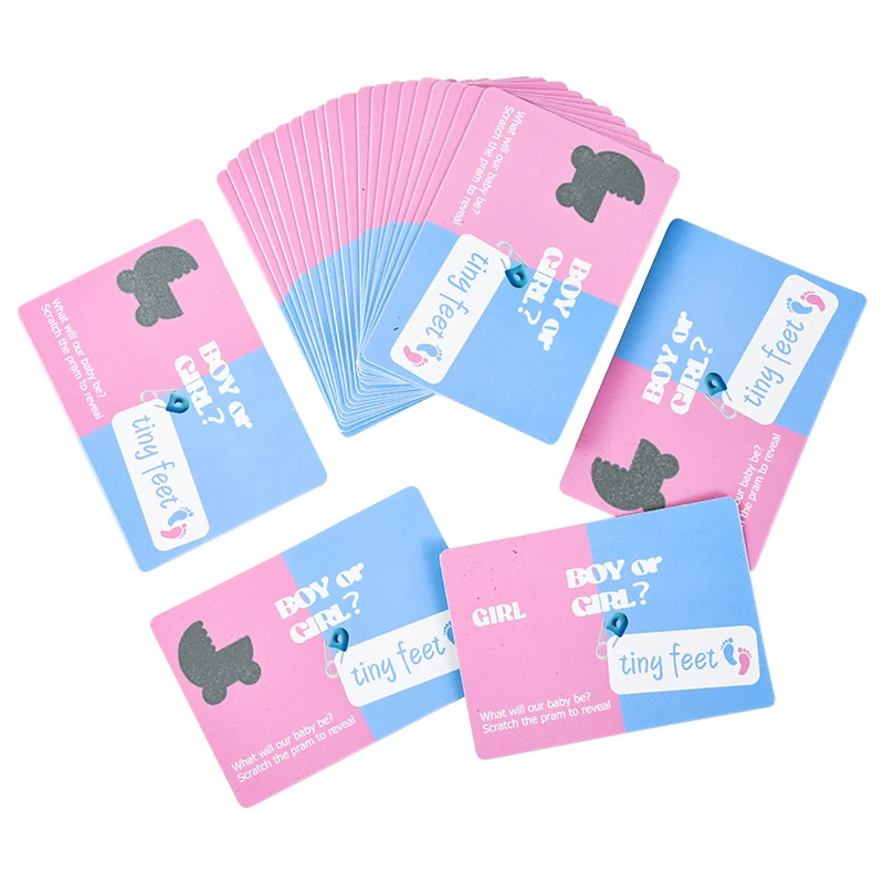 24Pcs Boy or Girl Gender Reveal Party Games Scratch Cards for Team Girl Boy Birthday Baby Shower Baptism Party Atmosphere Decor