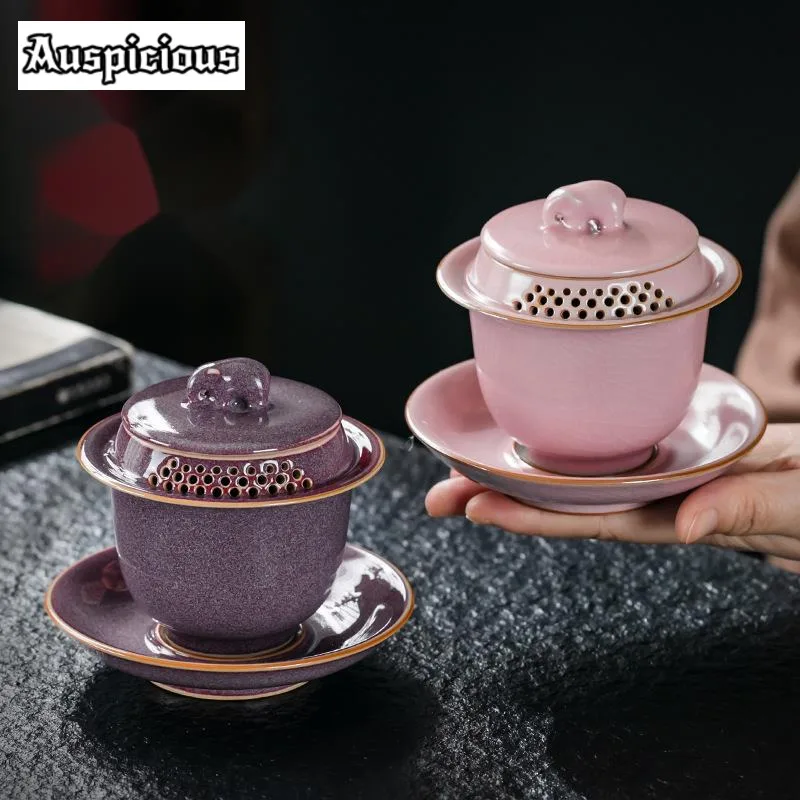 

150ml Handmade Jun Kin Change Gaiwan Porcelain Filter Hand Grasping Pot Tea Tureen Tea Making Cover Bowl Tea Ceremony Decoration