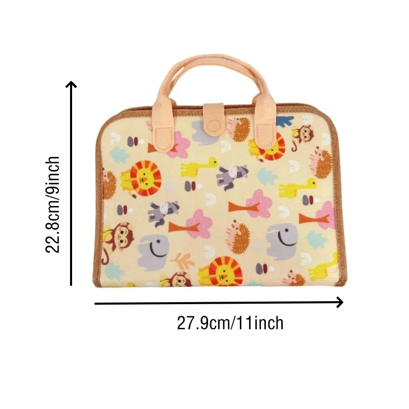 Jungle Wild Animal Felt Quiet Busy Board for Toddlers, Zip Buckle Dressing Fine Motor Toy, Clock Week Weather Safari Animal Puzzle Matching Portable Travel Sensory Educational Gift for Little Kids