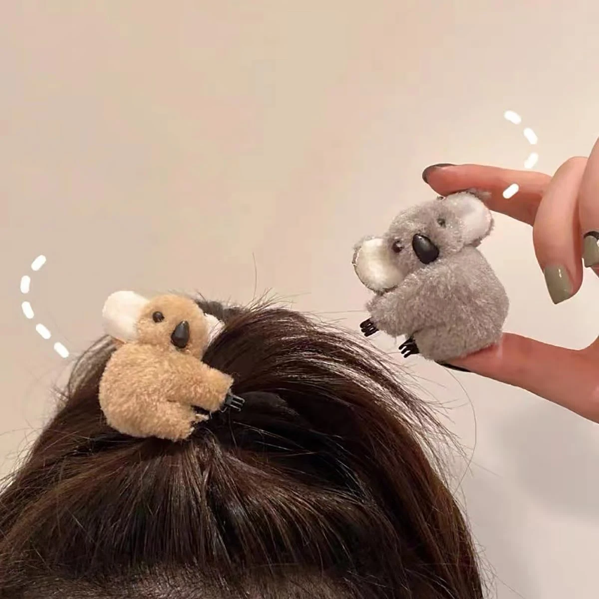 2PCS Koala Clip Cute Hair Clips Fuzzy Hair Clips Plush Hair Jaw Clips Non Slip Koala Hugger Koala Hair Accessories for Girls