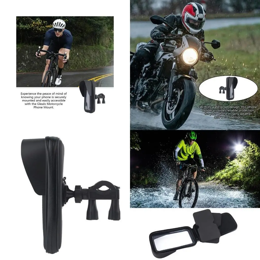

Y1UB Handlebar Phone Holder for Cellphone Up to 6.5" Motorbike Waterproof Phone Bag with Sunvisor 360 Degree Rotating