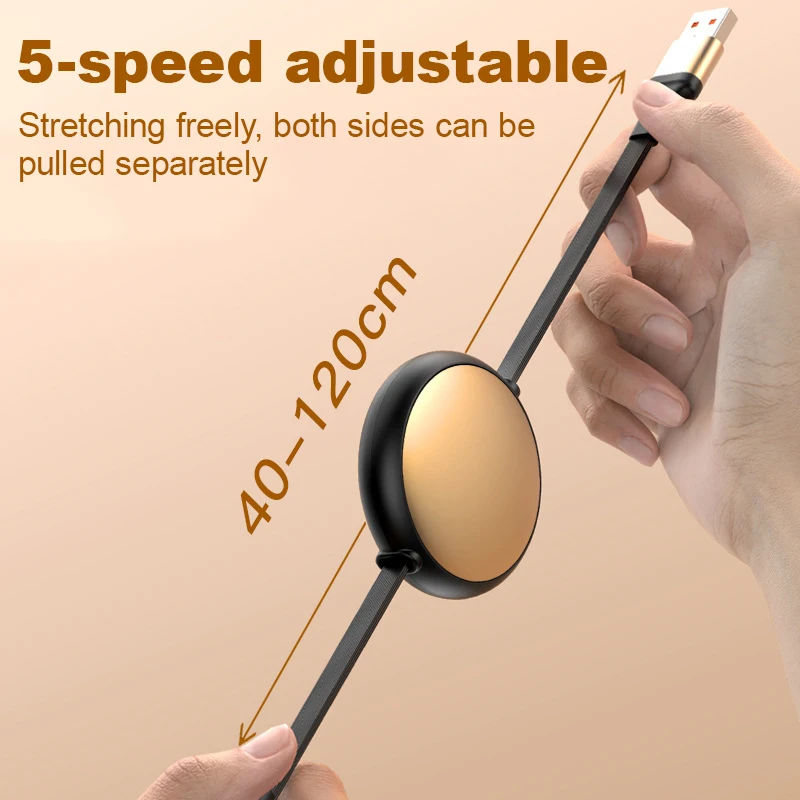 5A 120W 3 in 2 Fast USB C Cable for Huawei/Honor Retractable Portable Micro USB Type C Charger Cord For iPhone Samsung