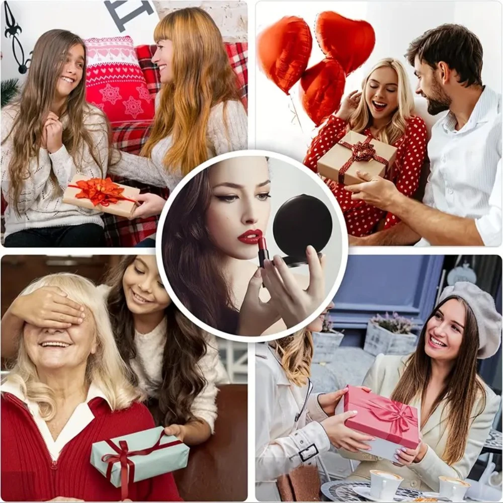 Rechargeable LED Makeup Mirror with 2X/5X Magnification, Adjustable Brightness, Compact Foldable Design for Travel, Home, Purse,