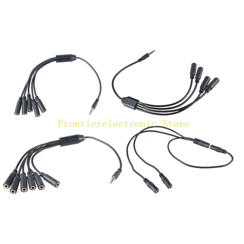 G8DB 30cm 3.5mm Headphones Splitter Cable 3.5mm Stereo AUX Cord Line 4-Section
