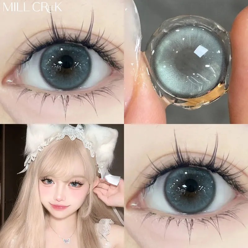 DUOXIU 2Pcs Yearly Soft Circular Colored Contact Lenses Beauty Pupil Gray Blue Eyes Green Makeup Pink Fast Shipping High Quality