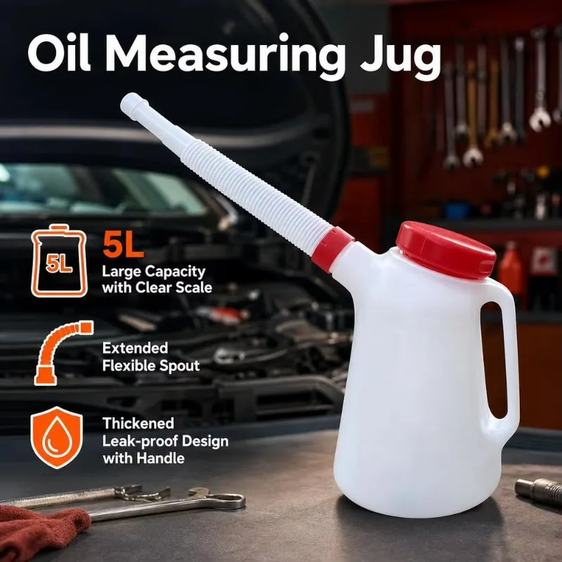 5L Oil Measuring Jug petrol can fuel tank with Pouring Flexible for Automotive Garage Oil Measuring container