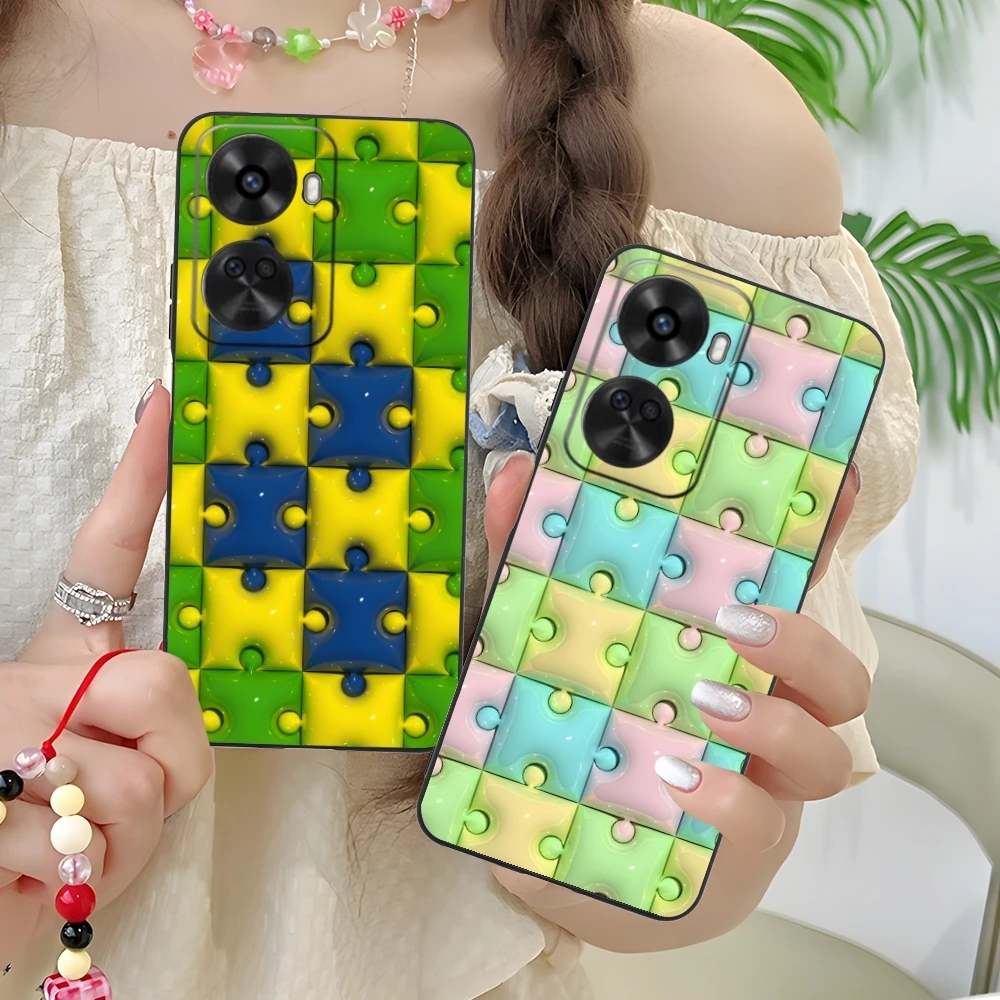 Puzzle Fashion Pretty Mobile Cell Phone Case for Huawei Nova 12 11 10 9 8 7 Pro SE 5G Black Soft Phone Cover Shell