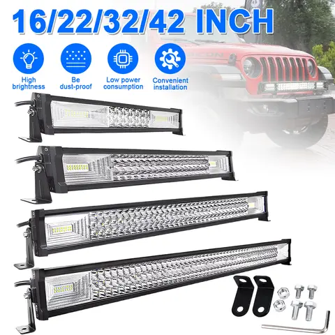 CO LIGHT 16 "12V 24V Offroad Barra luminosa a led Spot Flood Combo Fascio 110000LM Barra principale Barra luminosa da lavoro a LED a 2 file per auto 4WD camion SUV