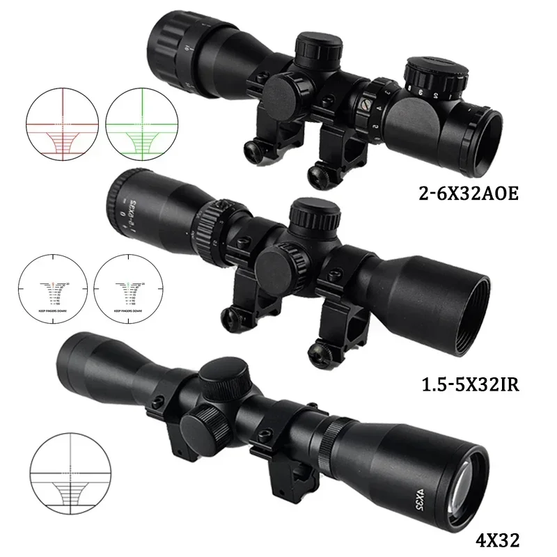 

4x32 2-6X32AOE 1.5-5x32IR Crossbow Short Metal Rifle Scopes Optical Reflex Telescope Tactical Hologram Sight Hunting Accessory