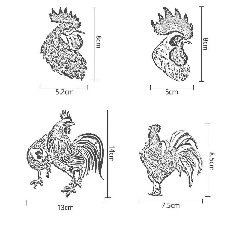 Naprasowane naszywki z koguta z kreskówek na ubrania, dekoracje DIY, naszywka z uroczymi zwierzętami, naklejka na odzież, 1 sztuka