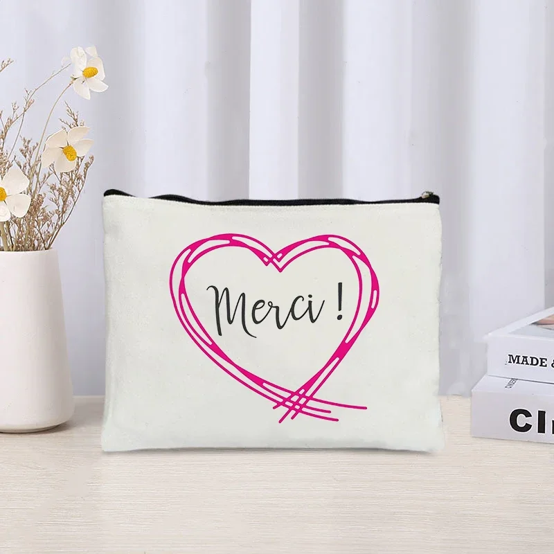Obrigado presente saco de maquiagem senhoras bolsa de cosméticos merci professor amigos presentes na moda viagem necessidade melhor apreciar presente para ela