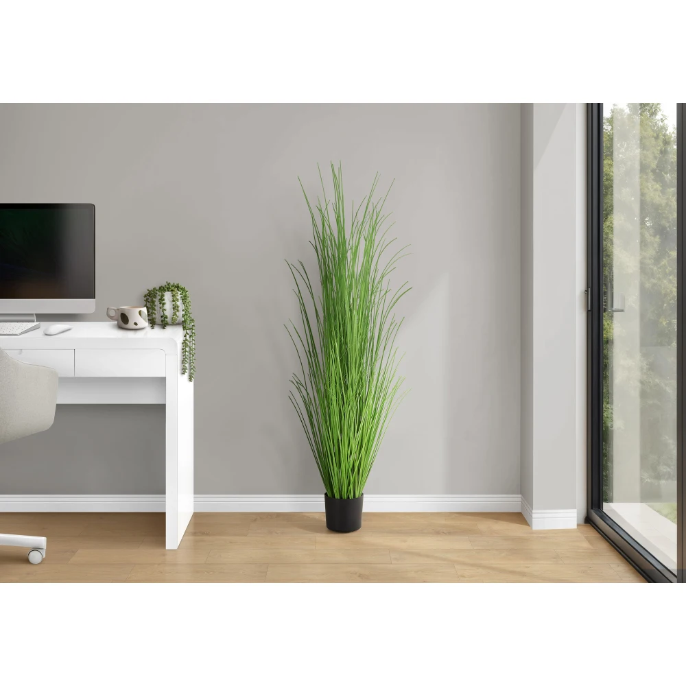 Artificial Plant, 47inch Tall, Grass Tree, Indoor, Faux, Fake, Floor, Greenery, Potted, Real Touch, Decorative, Green Grass, Black Pot