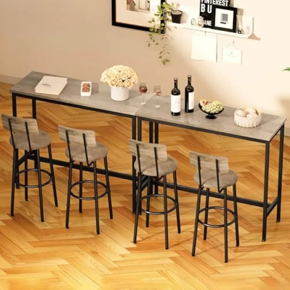 Banquetes De Barra De Volta, Barstools De Cozinha Alta, Cadeiras De Balcão, Encosto, Apoio Para Os Pés, Assento Industrial, Sala De Jantar