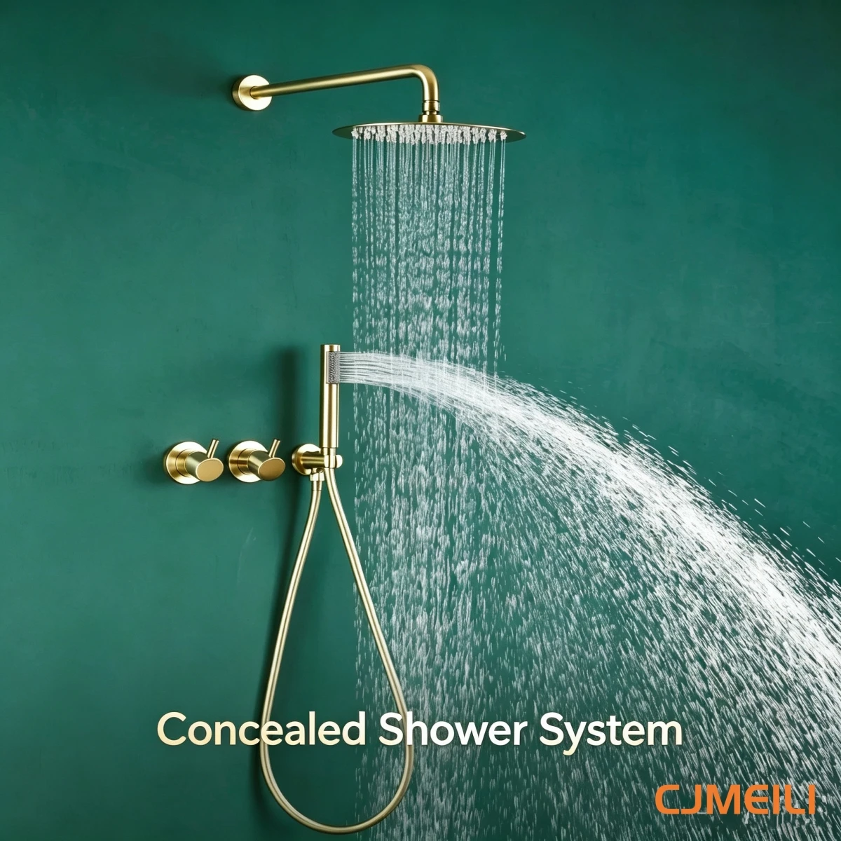 Shower Head Rain - ブラッシュドゴールド隠蔽式シャワーシステム真鍮製バルブ 10/12インチレインシャワーヘッド 壁掛け式バスルームシャワーミキサーセット