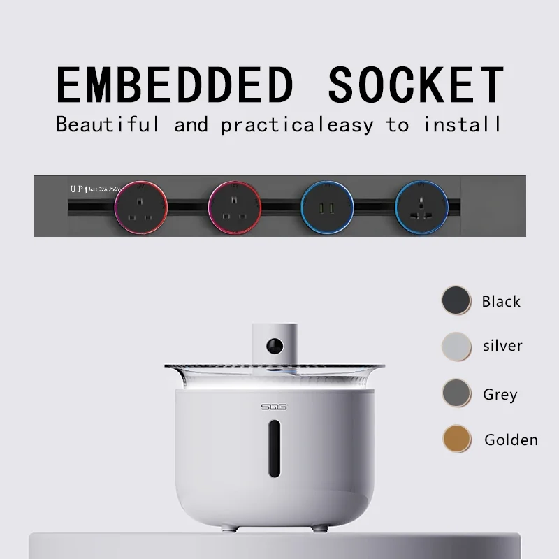 

MODERN Track Socket Rail Embedded Movable Sockets High End Home Appliance Power 8000W EU US UK Standard USB C Ports