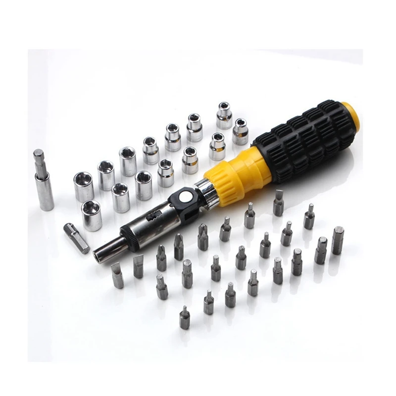 41 In 1 Portable Plastic Handle Combination Set Screwdriver Ratchet Wrench Set Car Repair Tool