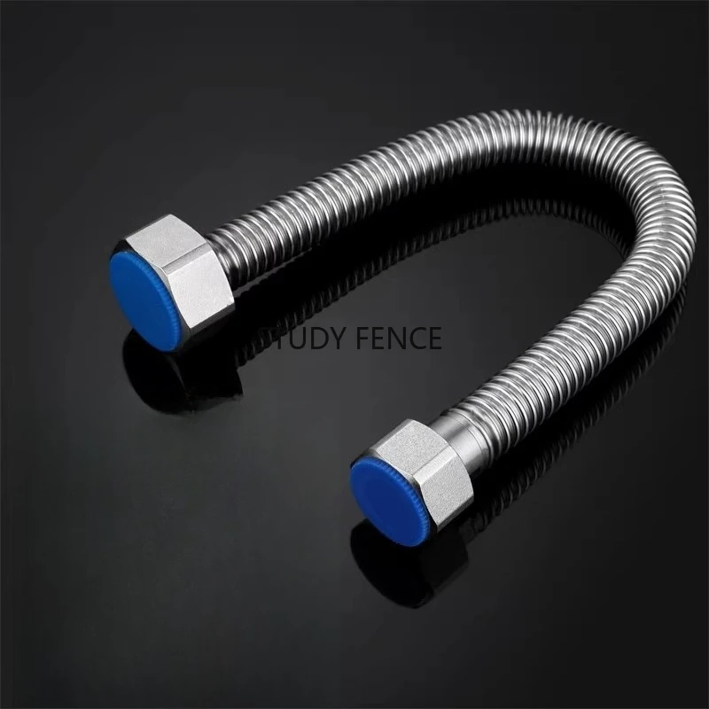1pc 304 Stainless Steel Corrugated Pipe, 4-point To 6-point Hose, Bathroom Metal Inlet Hose, Household Hardware Accessories
