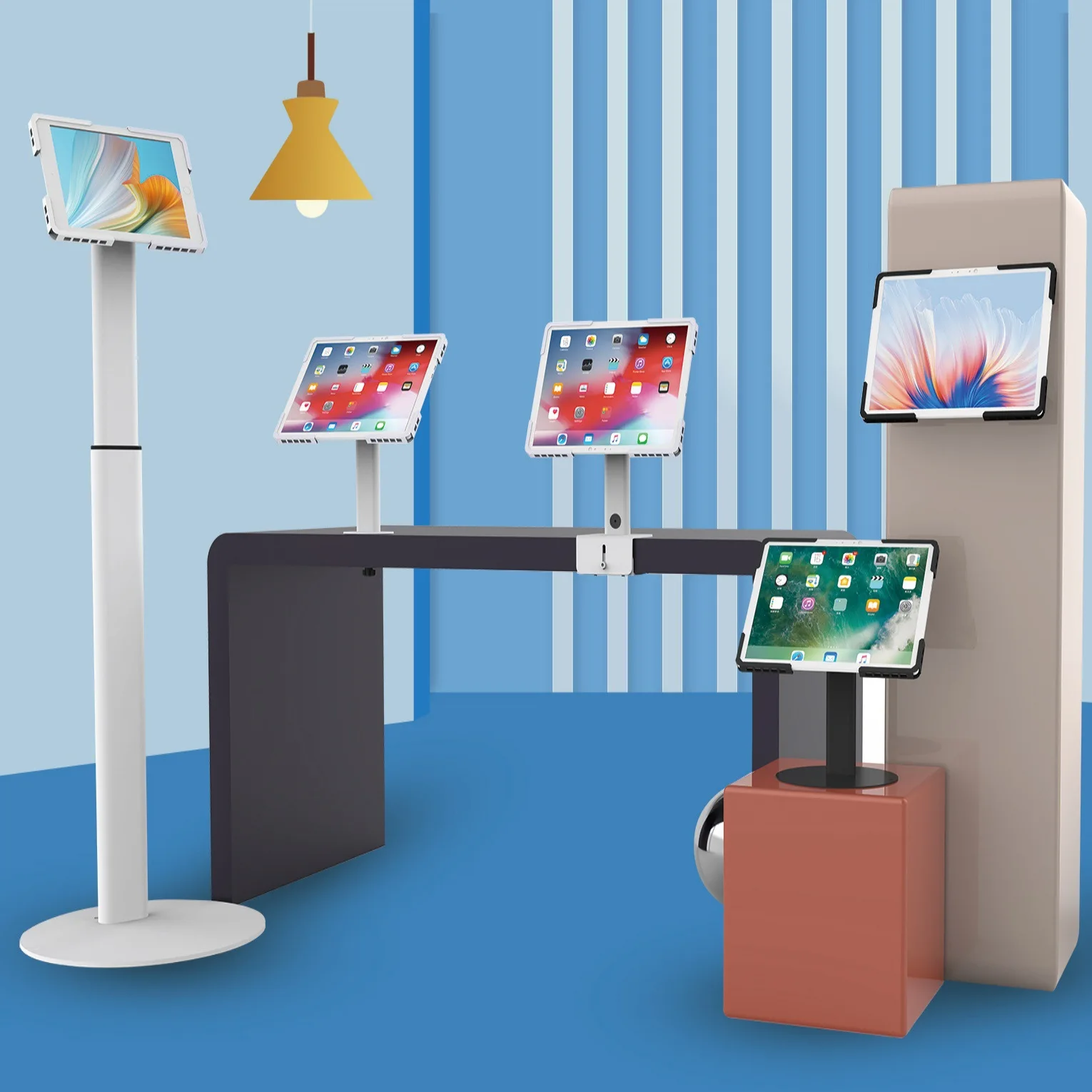 Floor Standing Tablet Stand with Lock Anti-Theft Vesa Mount for Education Display