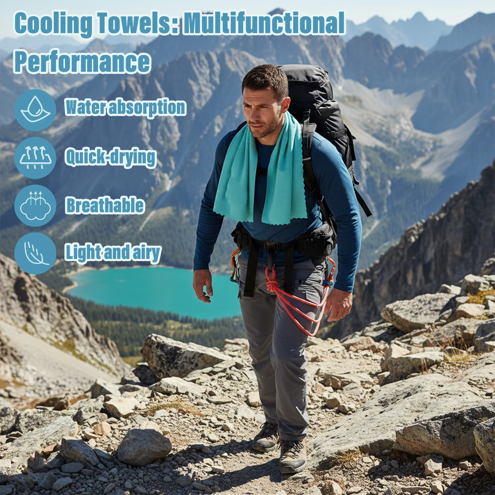 3pcsMulti‑Color Cooling Sports Towel 40x80cm Quick Cool Sweat Towel Lightweight With Storage Container For Workout Travel Hiking