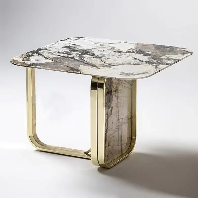 Nordic Style Round Coffee Table with Marble Top and Metal Base Modern Living Room Furniture for Home Decor Minimalist Design