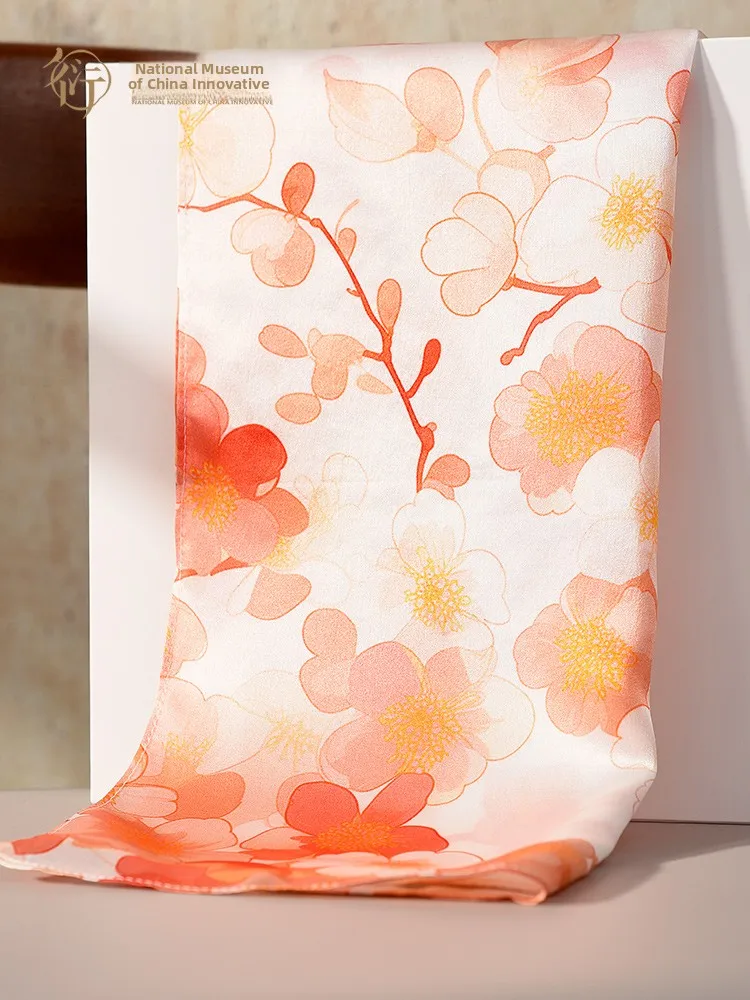 

National Museum of China Silk Scarf Practical Folk Creative Retro Souvenir Gift for Girlfriend Spring Summer Decorative Silk