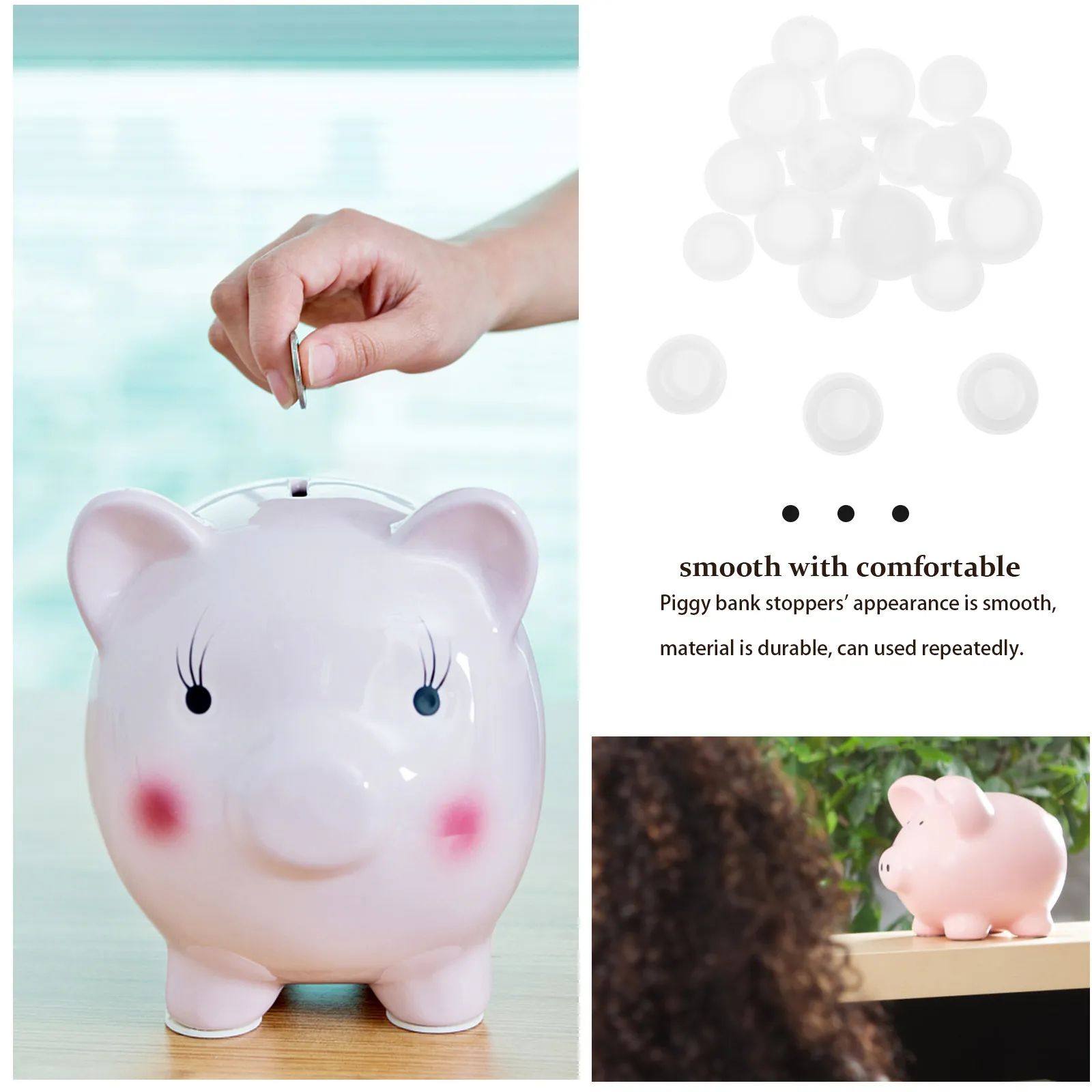 20Pcs Round Rubber Plugs Piggy Bank Stoppers Assorted Sizes Saving Box Bottom Covers Replacement Caps Piggy Bank Stopper