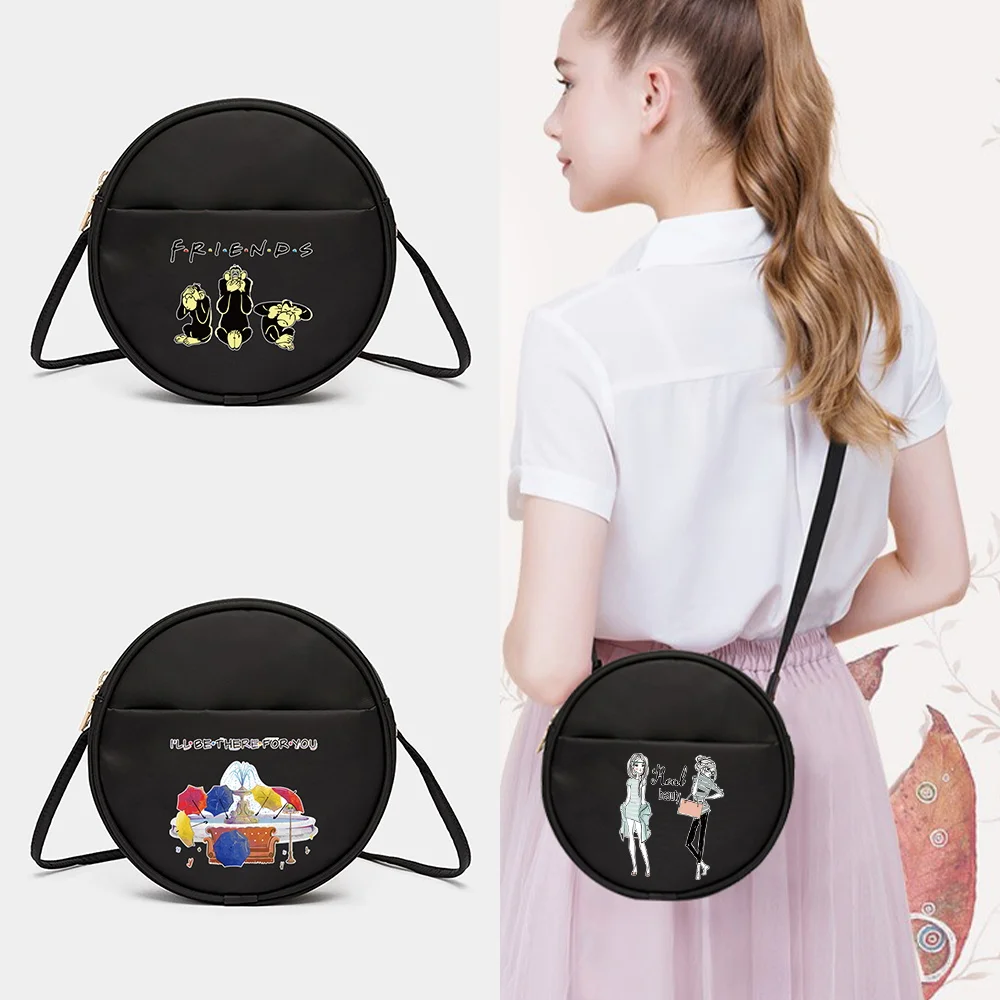 New Crossbody Shoulder Bag Friends Series Pattern Casual Womens' Round Messenger Bag Clutches Inclined Shoulder Handbag of Women