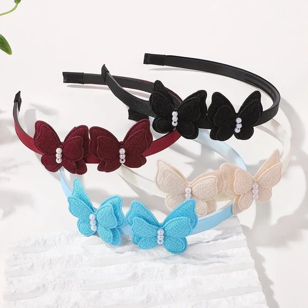 2/4/6 قطعة/الوحدة طوق شعر لؤلؤي على شكل فراشة للفتيات، إكسسوارات شعر جميلة بعقدة مزدوجة على شكل فيونكة