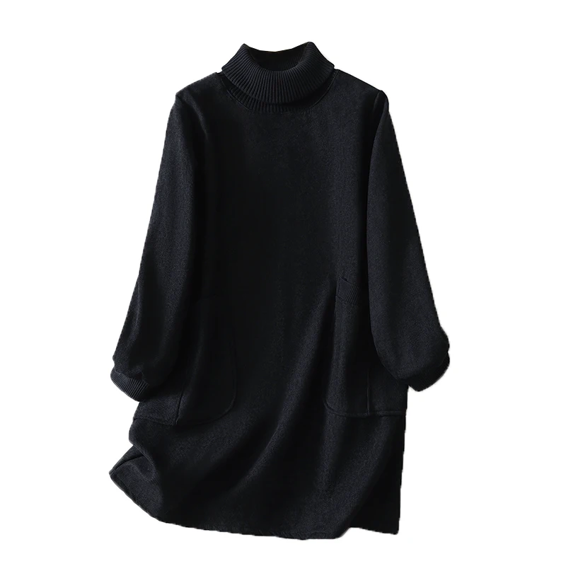 Thiened свитер из чистого хлопка с высоким воротником Dr, осень-зима, новый теплый женский свитер большого размера Dr, миди трапециевидной формы Dr