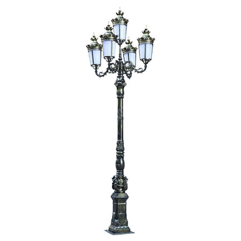 High Quality Outdoor Street Lamp Post Outdoor Waterproof IP65 Cast Iron Street Lighting Poles Garden Led Pole Light