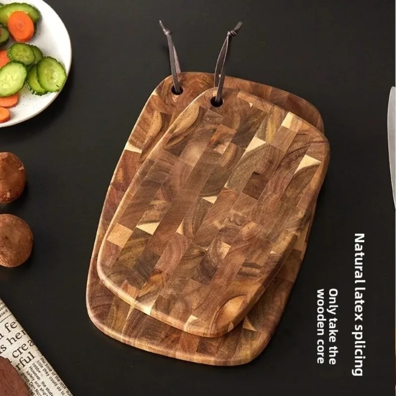 Oval Rosewood Cutting Board - Geometric Puzzle Design for Baby Food, Solid Wood Interlocking Chopper with Juice Groove