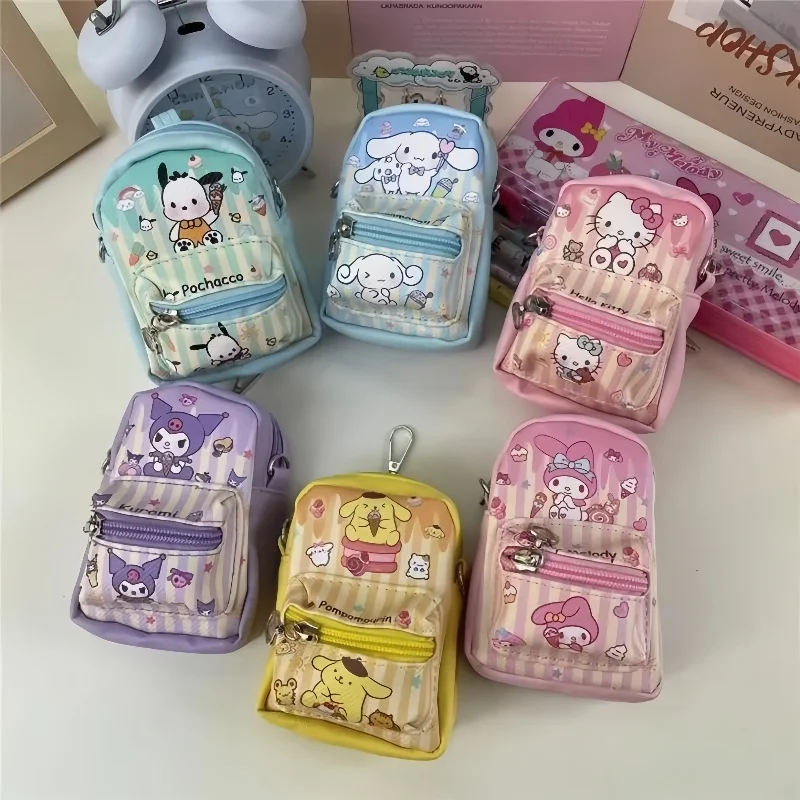

In Stock New Coin Purse Cartoon Kuromi Cinnamoroll Pachacco Cute Mini Backpack Pendant Multi-Functional Cross-Body Storage Bag