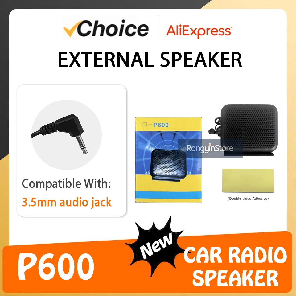 

P600 Mini External Radio Speaker Car Walkie Talkie Loudspeaker Compatible with Most Mobile Transceiver Ham Radios for Van Truck
