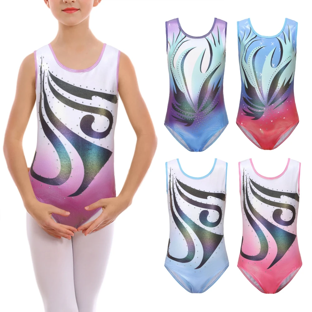 Gymnastic Outfit Girls Gymnastics Leotards Sleeveless Sparkly Tumbling Dance Leotards Activewear Dresses