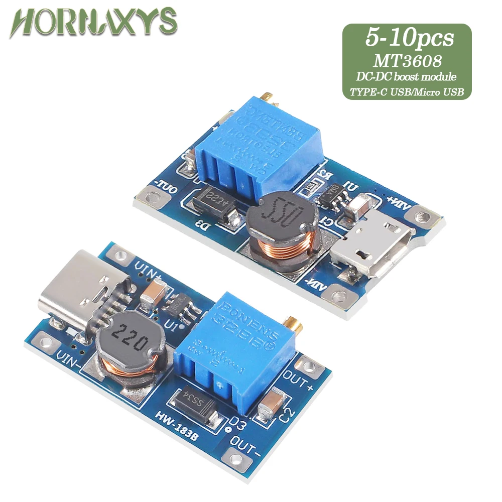 5/10PCS MT3608 DC-DC Step Up Converter Booster Power Supply Module Boost Step-up Board MAX output 28V 2A