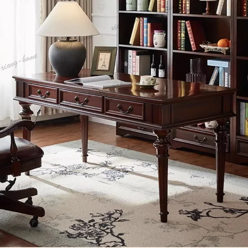 LD American Style Office Desks Wooden Modern Living Room Villa Office Desks Balcony Retro Design Furniture Schreibtisch