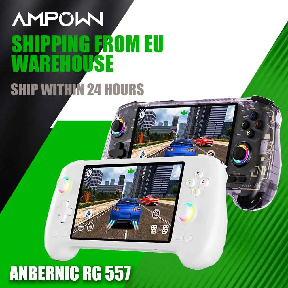 ANBERNIC RG557 Handheld Game Console Afmeting Processor 5.48 “AMOLED Scherm Android14 Capacitieve Joystick DP Uitgang Koelventilator